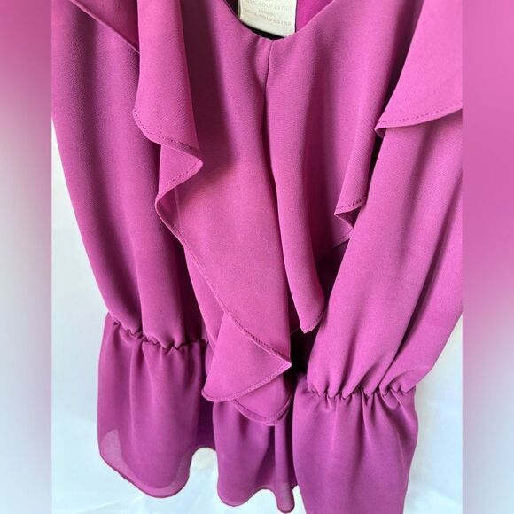 MM Couture Fuchsia Sleeveless Ruffled Blouse - Size Medium - Picture 2 of 7